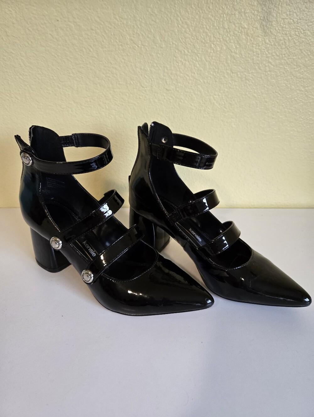 Kensie Patent Leather Mary Jane Block Heel Pumps - Black